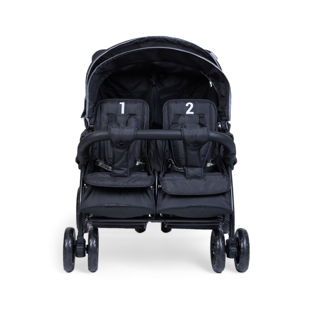 Quadruple poussette capacité 4 enfants + housse de pluie + pare-soleil noir, CHILDHOME
