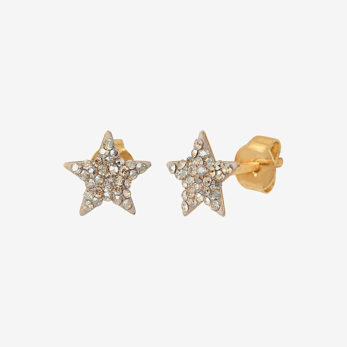 Boucles d'oreilles dorées golden shadow star - kuchi cristal beige, CAROLINE NAJMAN