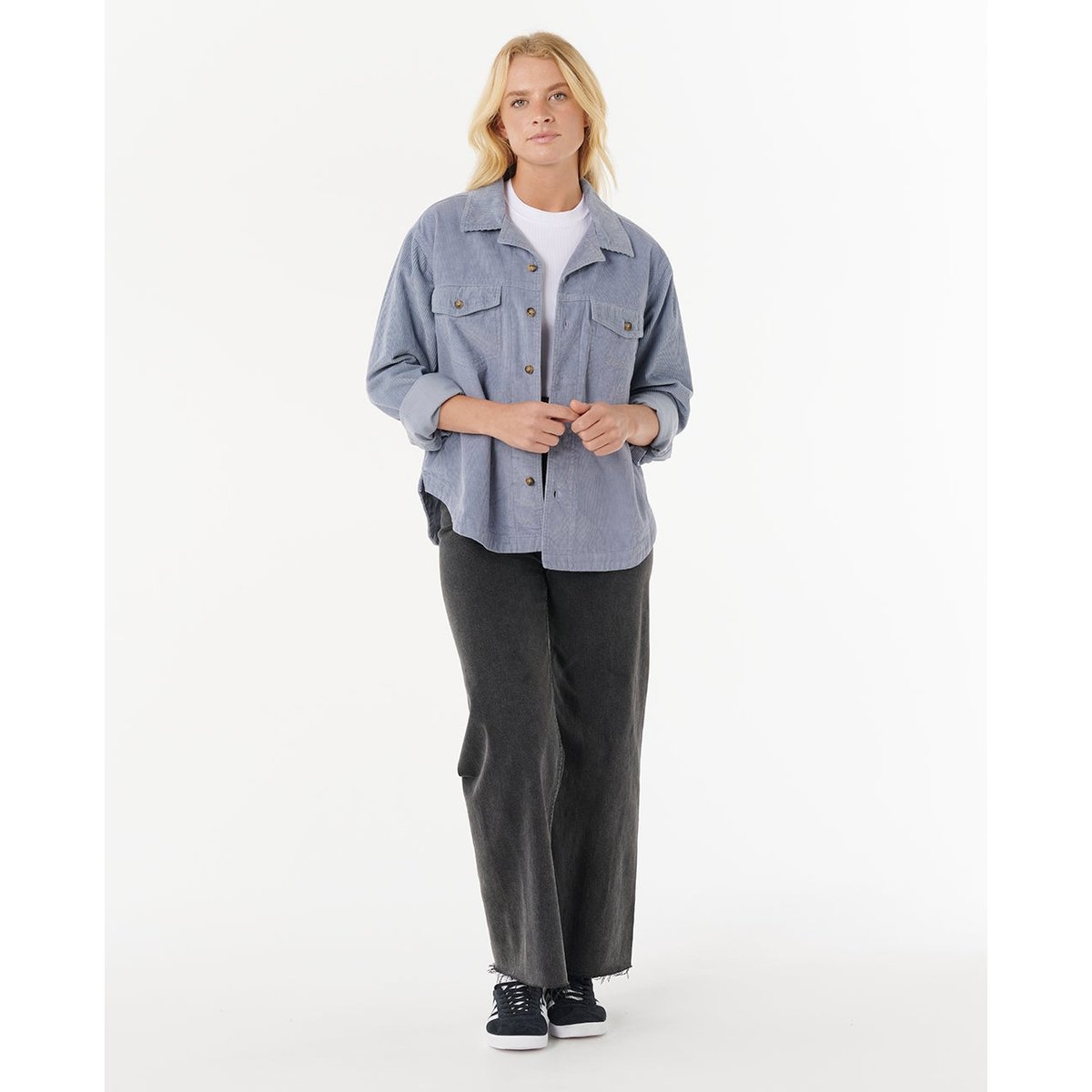Chemise à manches longues en velours STEVIE gris bleu, RIP CURL