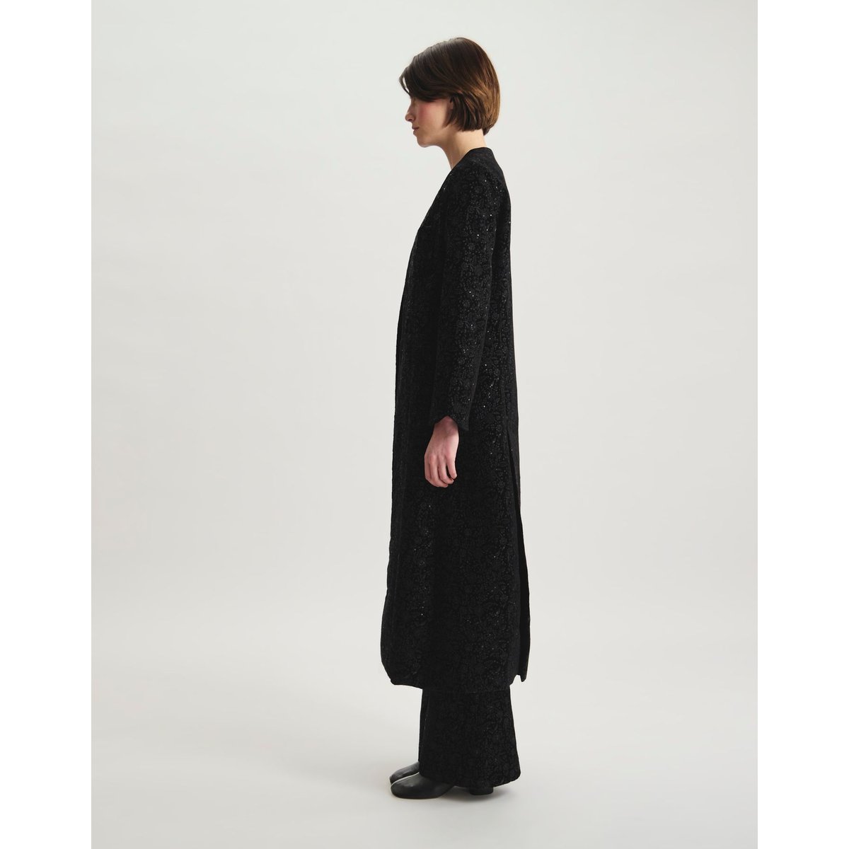 Manteau Rusalka brodé noir, INES DE LA FRESSANGE PARIS