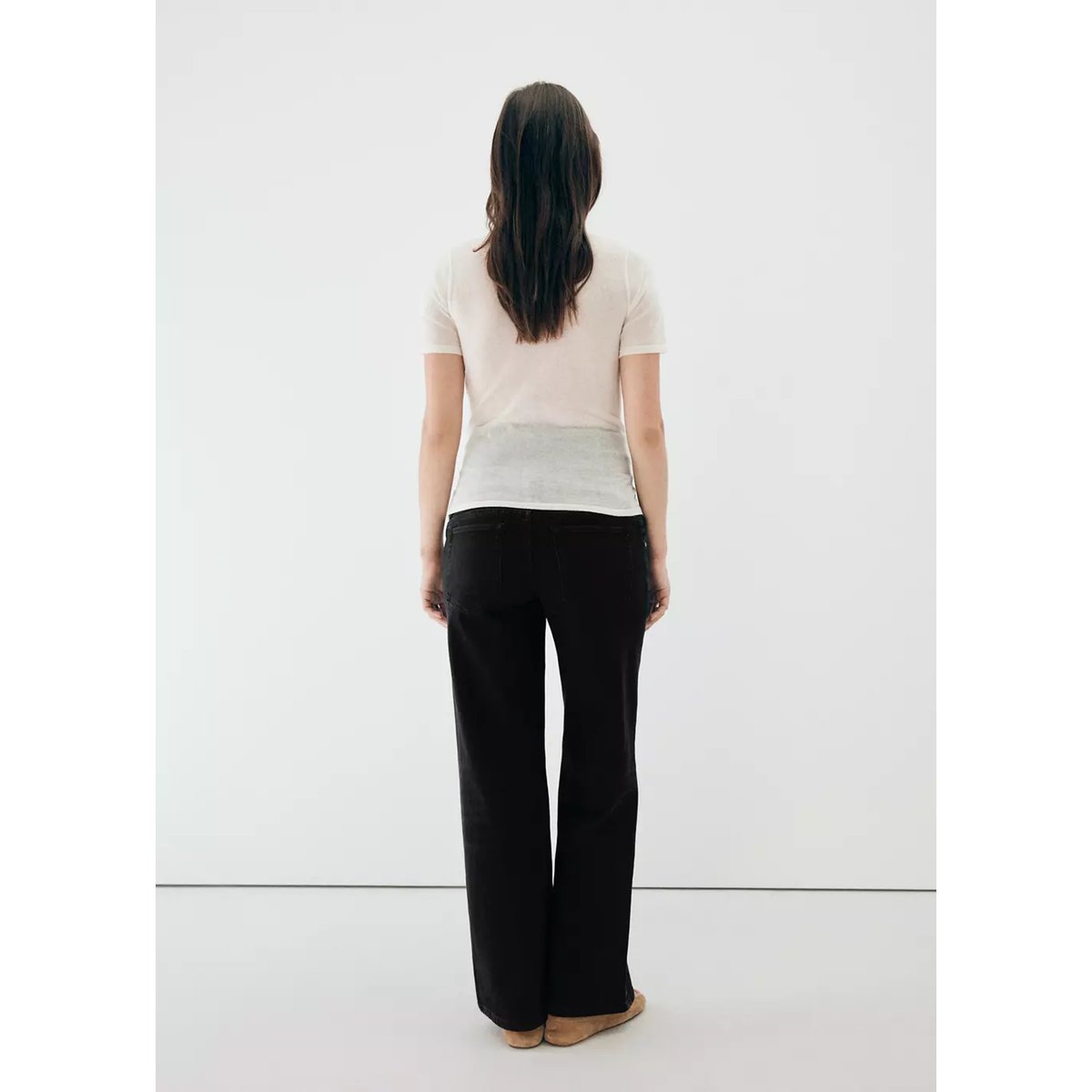 Jean de grossesse droit black denim, MANGO