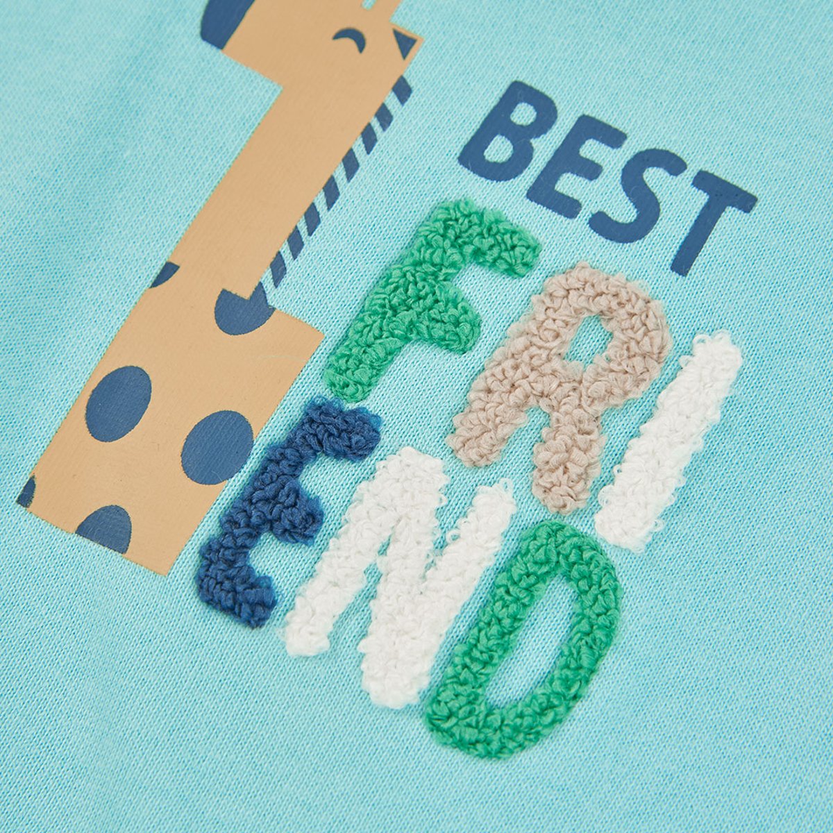 Sweat-shirt bébé garçon en molleton imprimé girafe bleu, BOBOLI