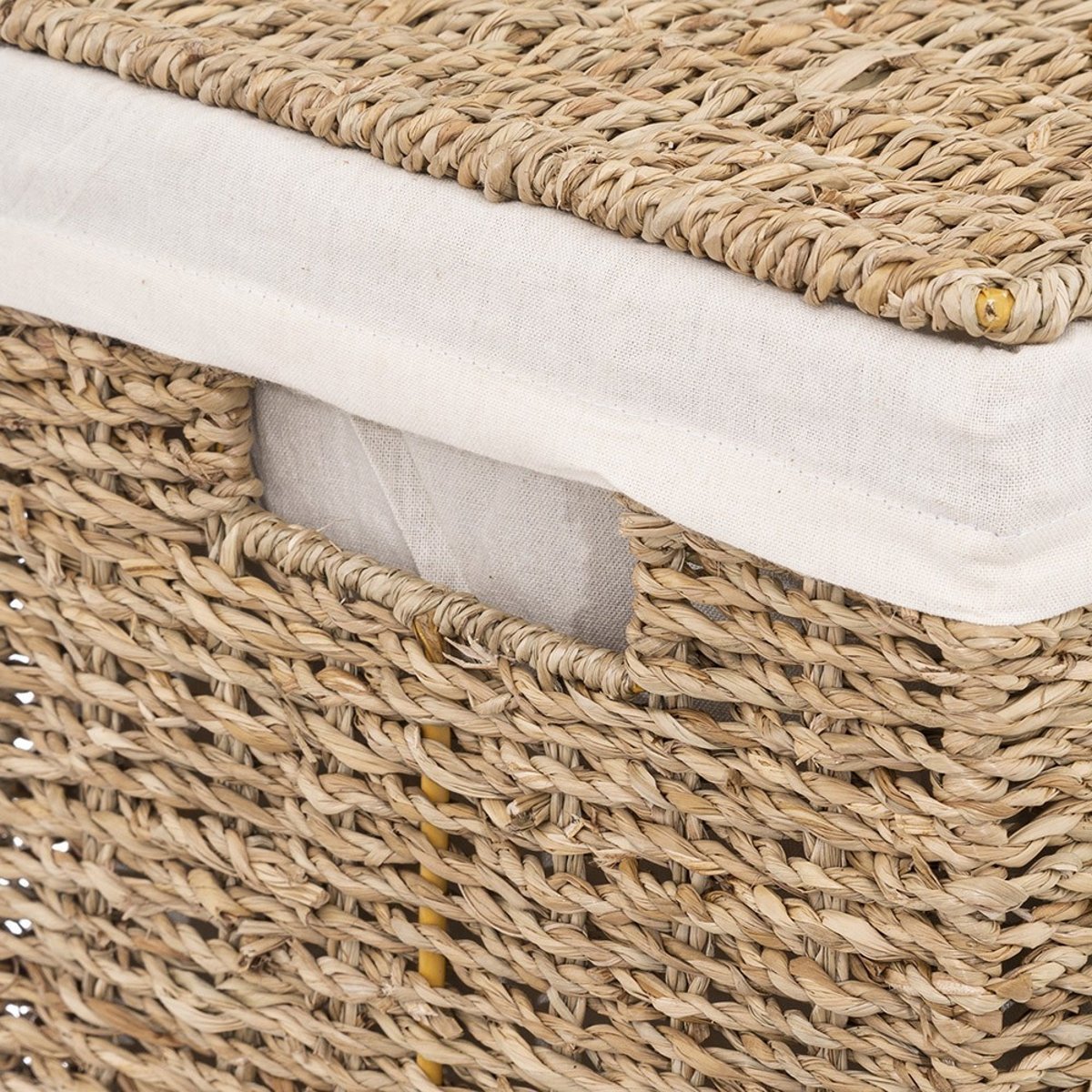 Panier à linge rectangle seagrass beige, ATMOSPHERA
