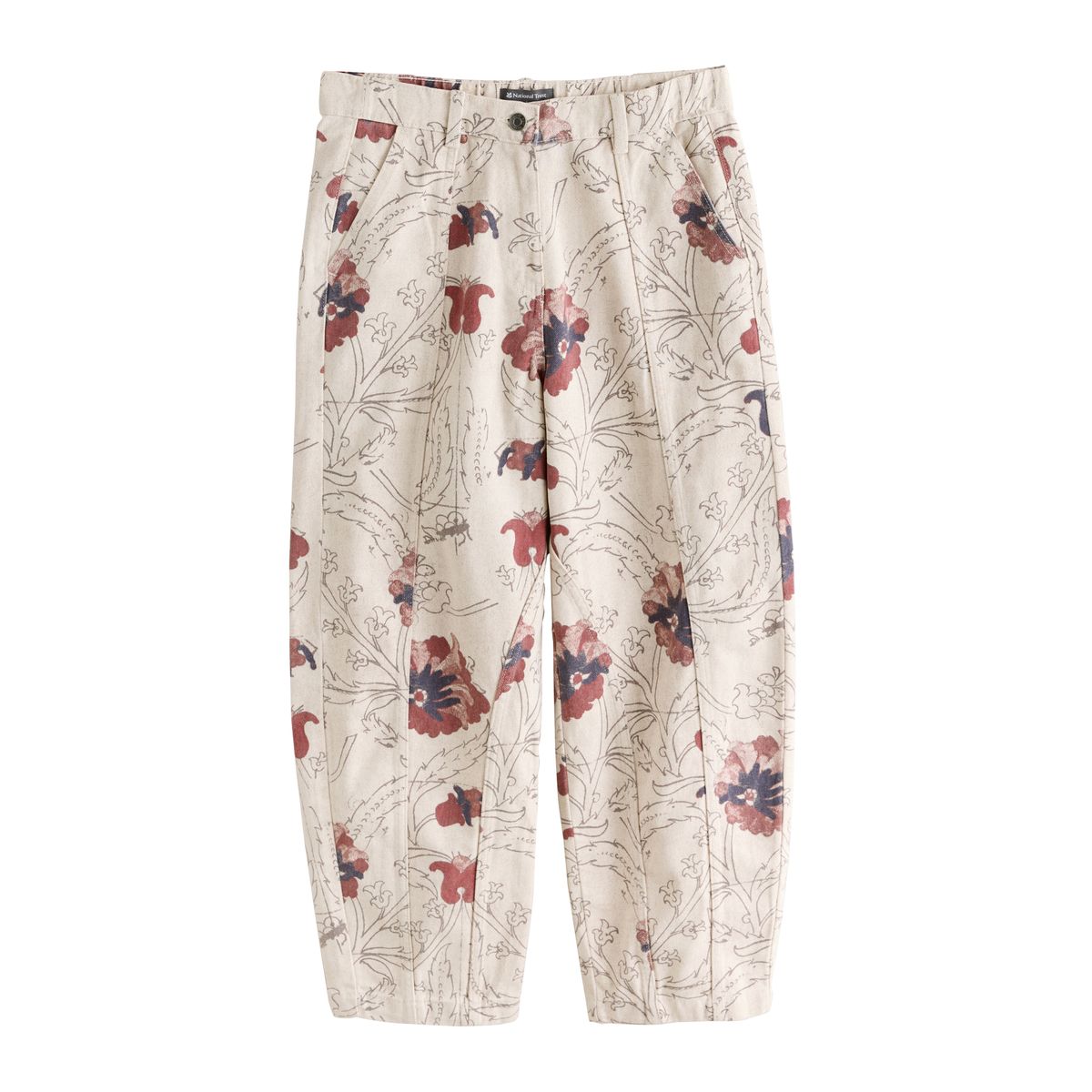 Pantalon cargo effet bouffant en coton imprimé floral écru, NEXT