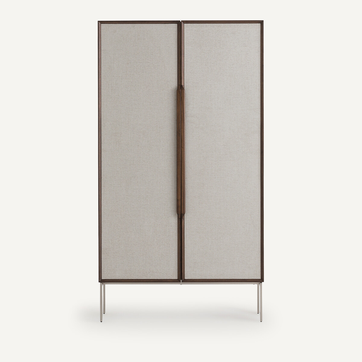 Bureau armoire plaqué noyer et tissu texturé, OMID bois foncé noyer/lin, AM.PM