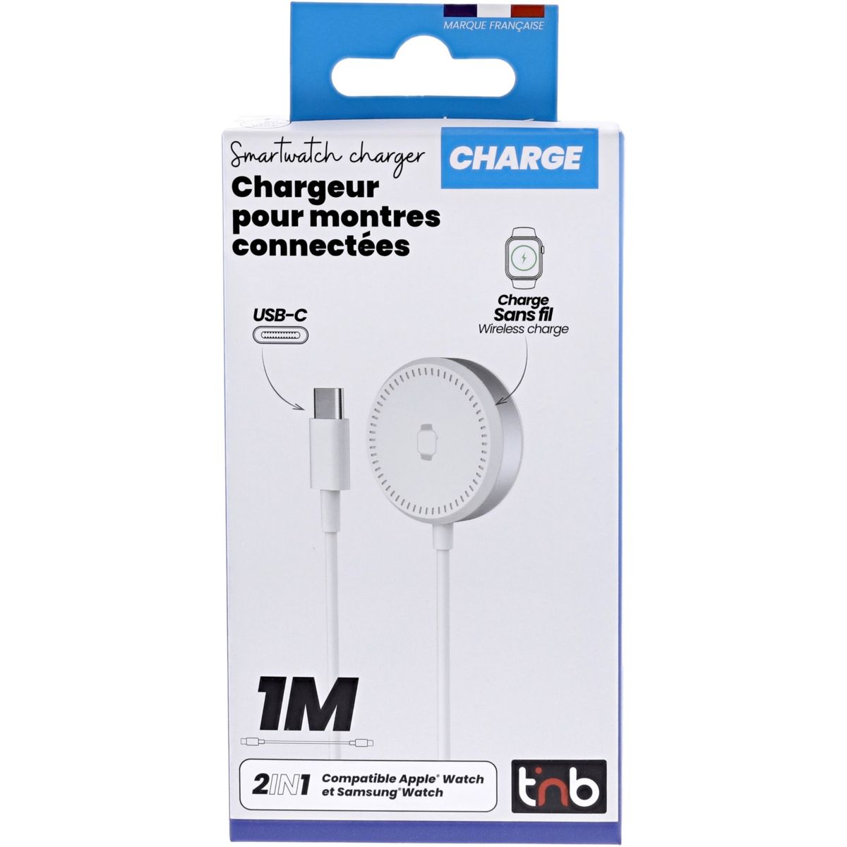 Chargeur Chargeur montres connectées 2 en 1 couleur unique, TNB