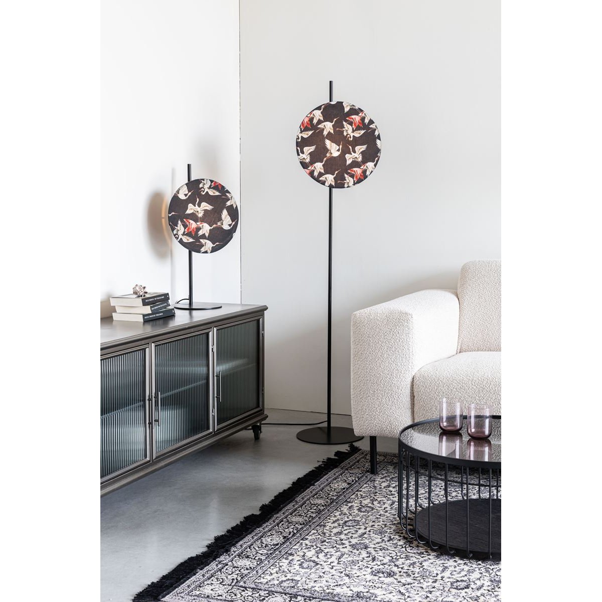 Lampadaire design en métal bohème, JAYLEE noir, BOITE A DESIGN