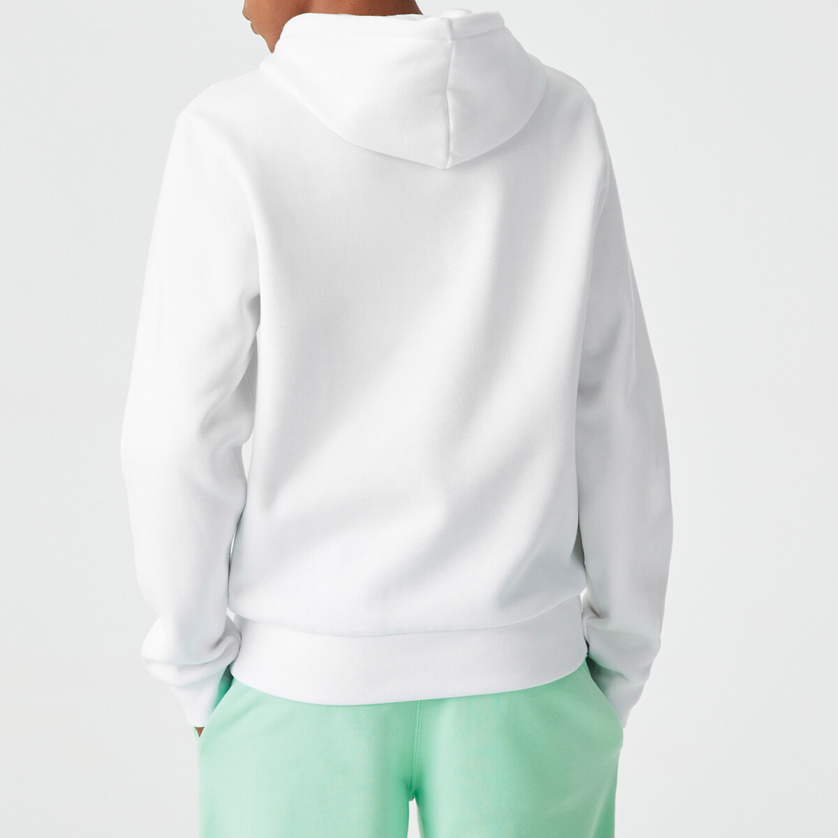 Felpa con cappuccio in cotone bianco, LACOSTE