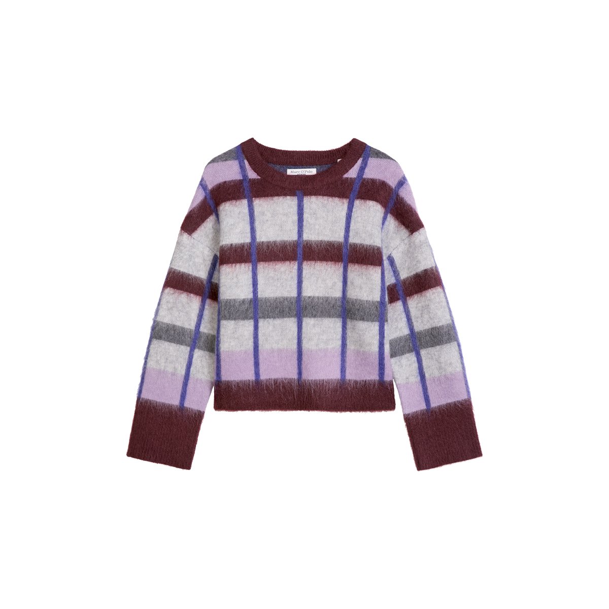 Pull jacquard oversize en un mélange douillet de laine vierge et de mohair mauve, MARC O’POLO DENIM