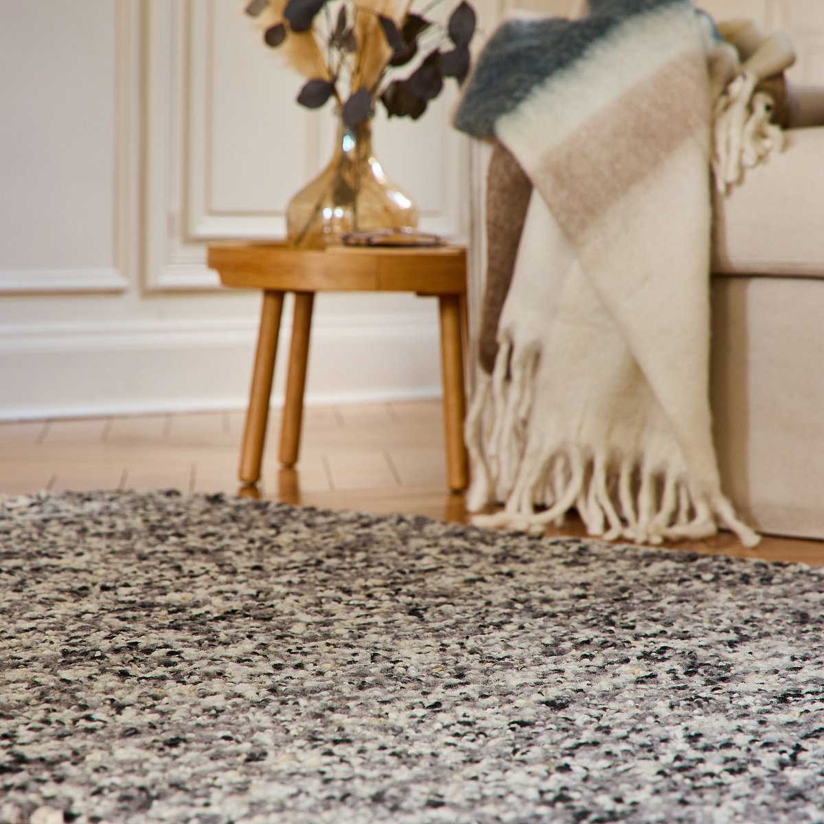 Tapis tissé en laine BENOITE gris, HABITAT