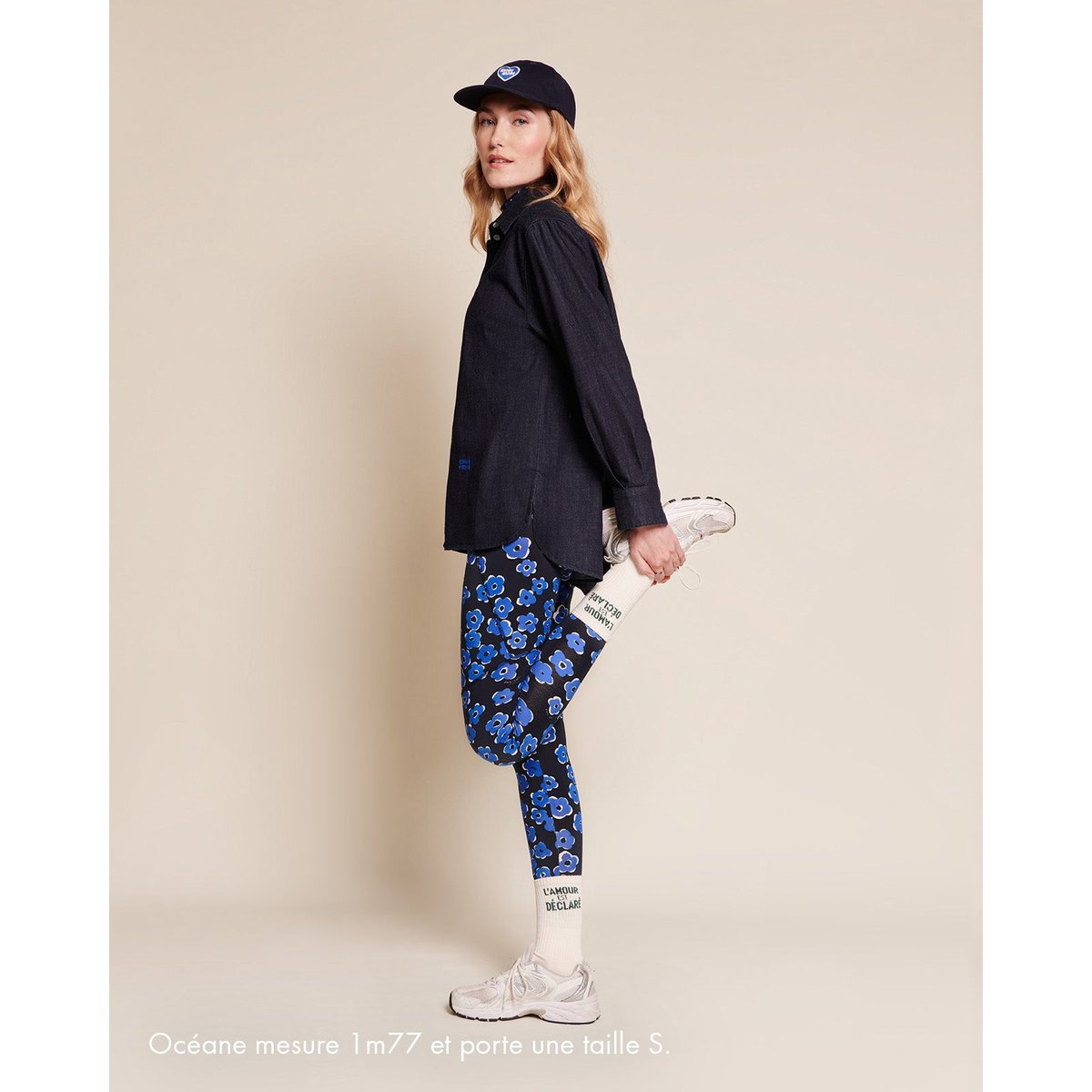 Legging en coton bio fleuri, LOULOU bleu - bleu, EMOI EMOI