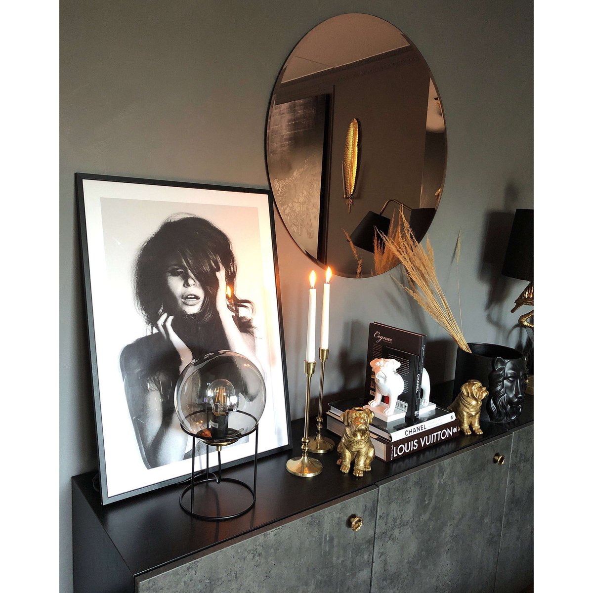 Lampe à poser en Verre et Métal MOON noir, DYBERG LARSEN