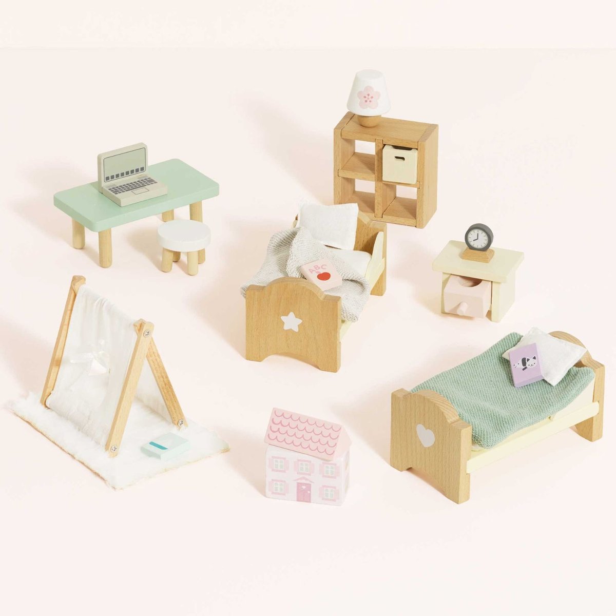 Chambre des enfants pour maison de poupée beige, vert, rsoe, LE TOY VAN