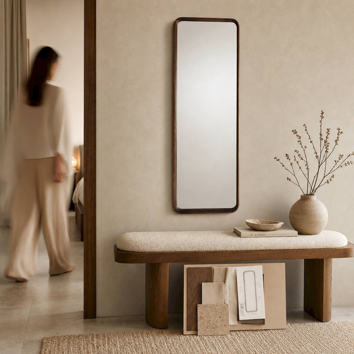 Miroir mural en bois collection S.LUBECA brun, RECOLLECTION