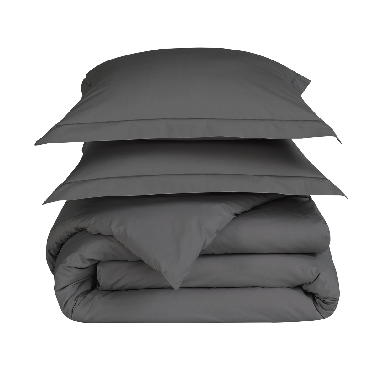 Parure housse de couette + 2 taies 65x65 cm SOFT PERCALE anthracite, SENSEI MAISON