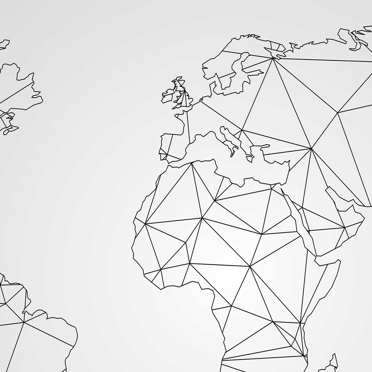 Papier peint carte du monde en origami intissé, HEXOA
