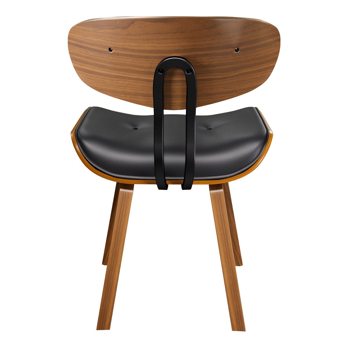 Chaise en PU et pieds en bois plié - PÉTRUS noir et bois foncé, MAISON PAVANE
