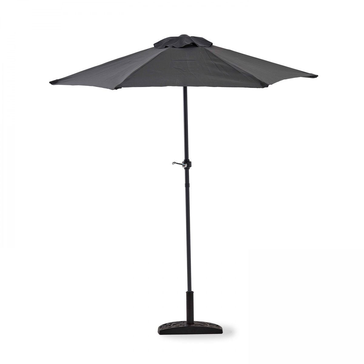 Salon de jardin table et 6 chaises avec parasol, BORMES gris anthracite, OVIALA