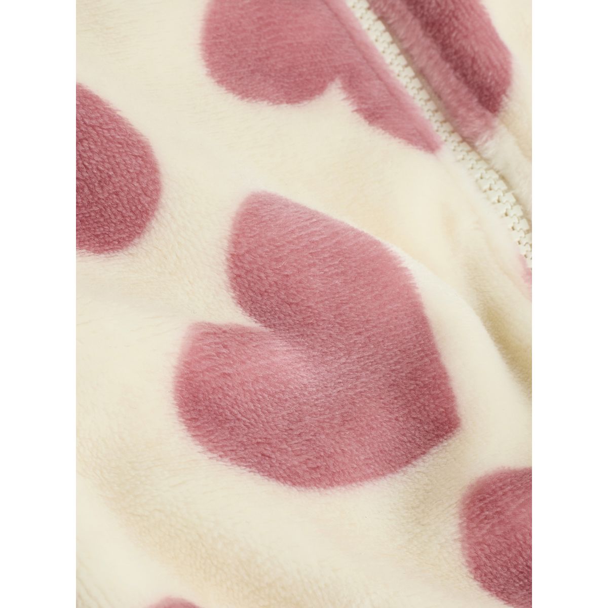 Dors-bien en polaire à zip double sens cœur écru/rose, NEXT