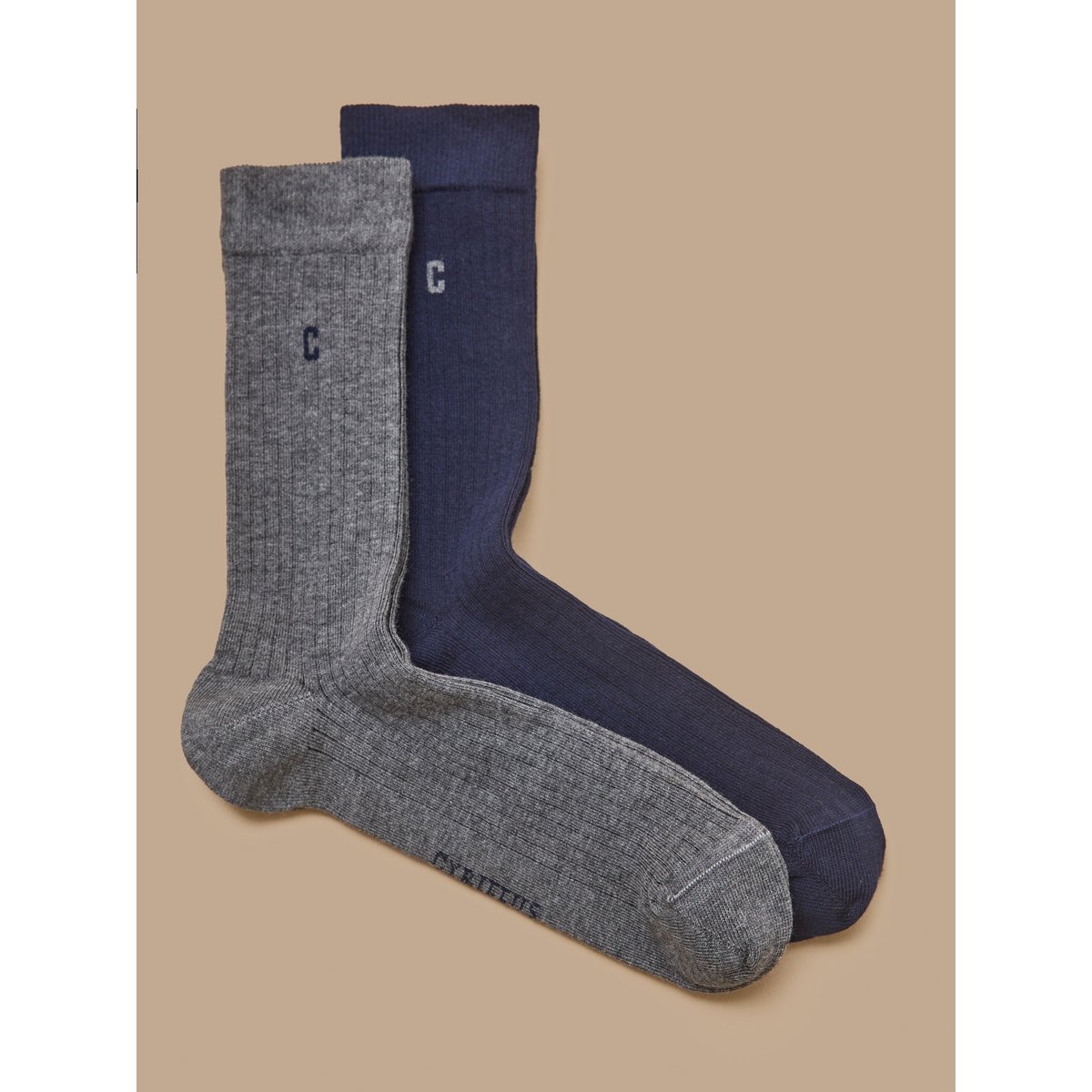 Chaussettes : lot de 2 - Cyrillus X les 3 Tricoteurs marine / anthracite, CYRILLUS