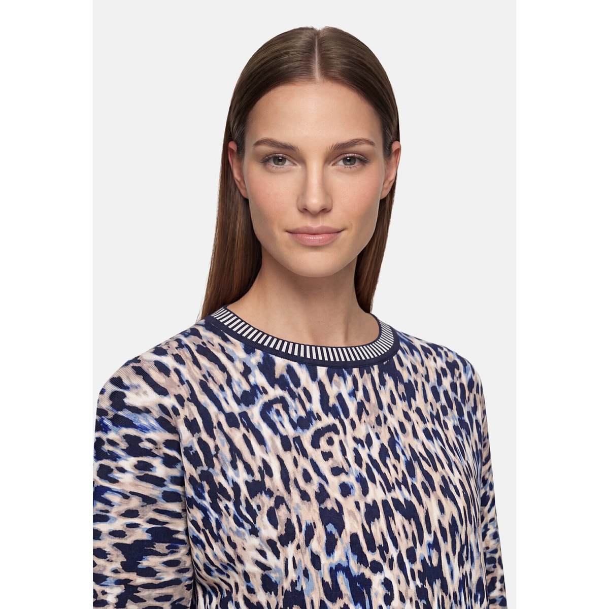 Pull-over en maille à cordon coulissant sous tunnel dark blue/beige, BETTY BARCLAY