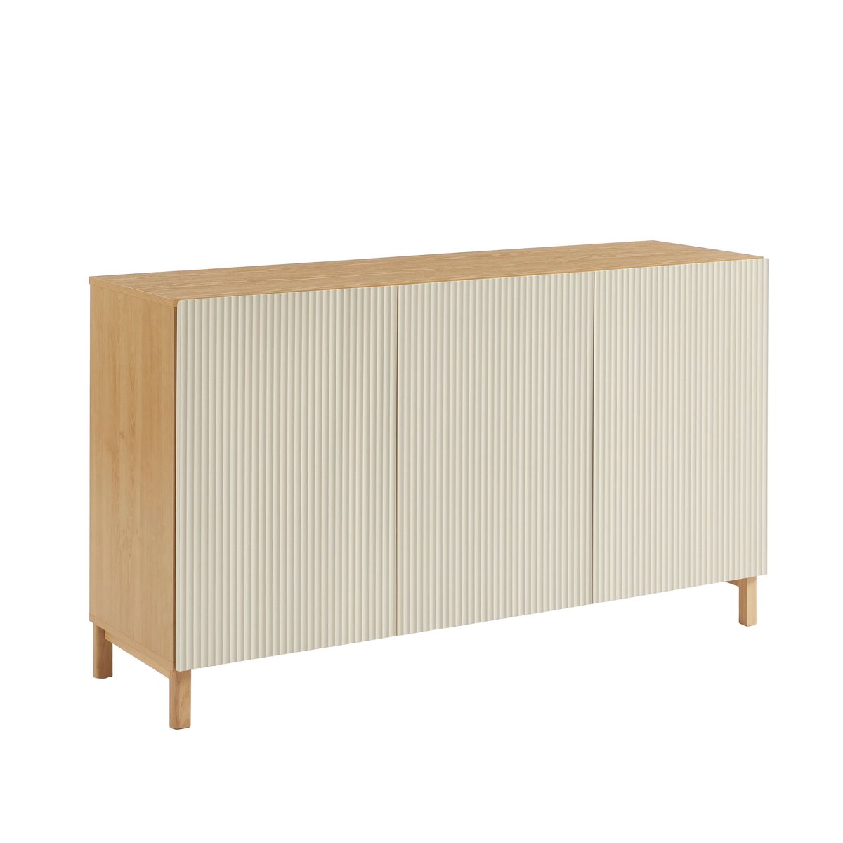 Buffet 3 portes ORCA beige et chêne, BAÏTA