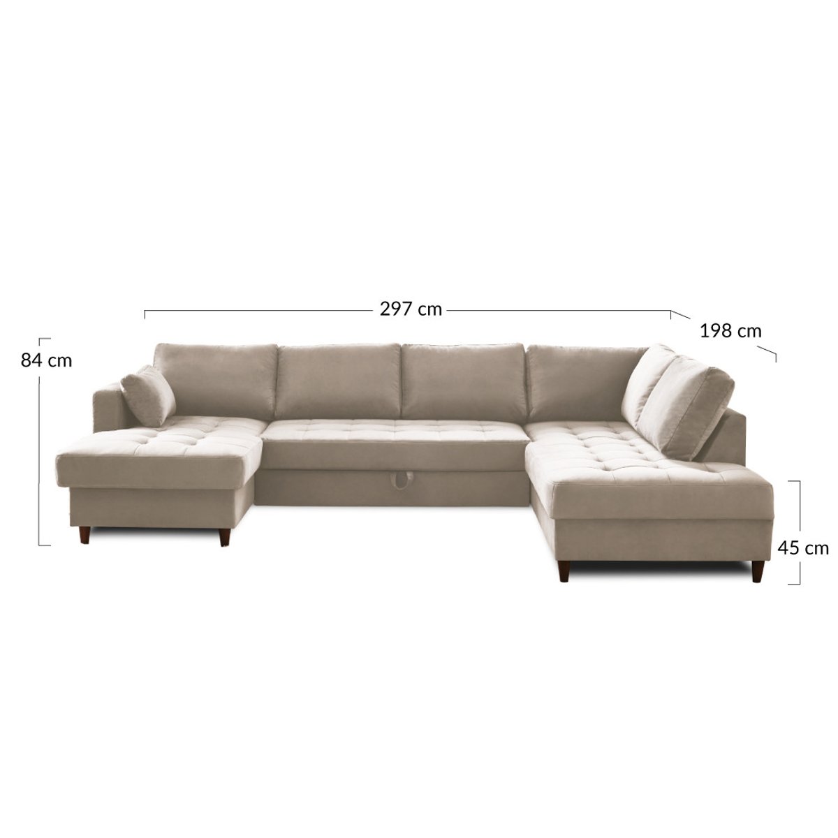 Canapé d'Angle Convertible 7 places - ANNA bleu canard, BEST MOBILIER