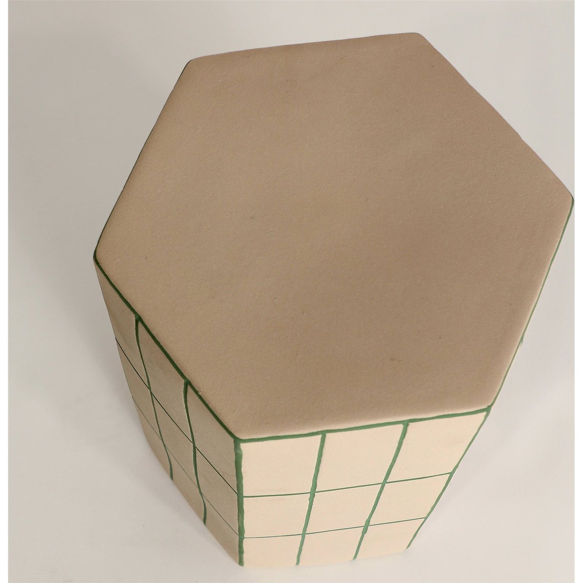 Table d'appoint céramique collection VACIO beige et vert mat, RECOLLECTION