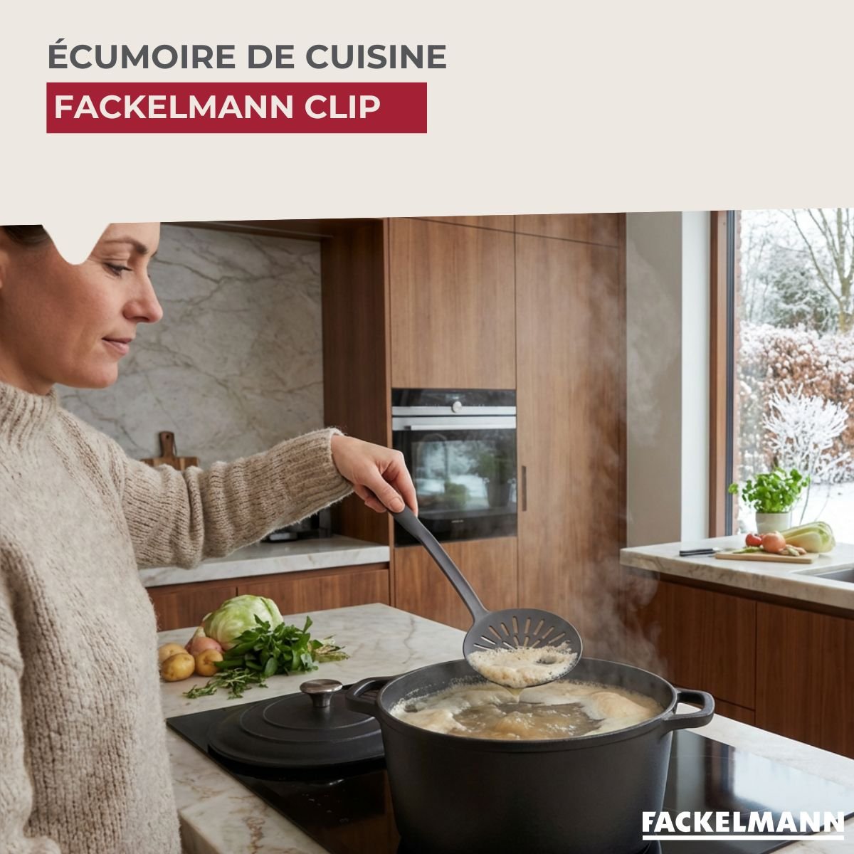 Écumoire CLIP gris, FACKELMANN