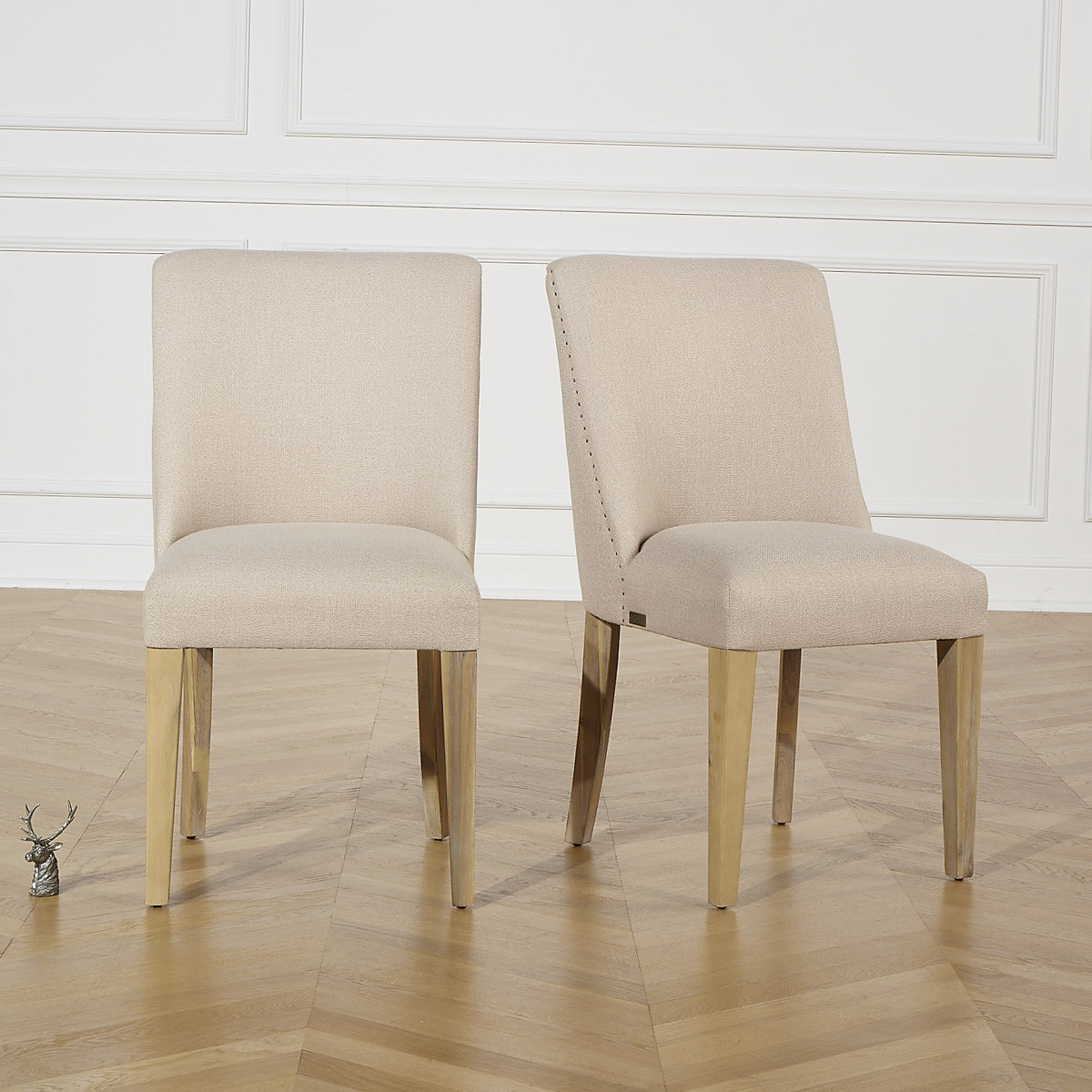 Lot de 2 chaises en acacia et tissus ENZO beige, ROBIN DES BOIS