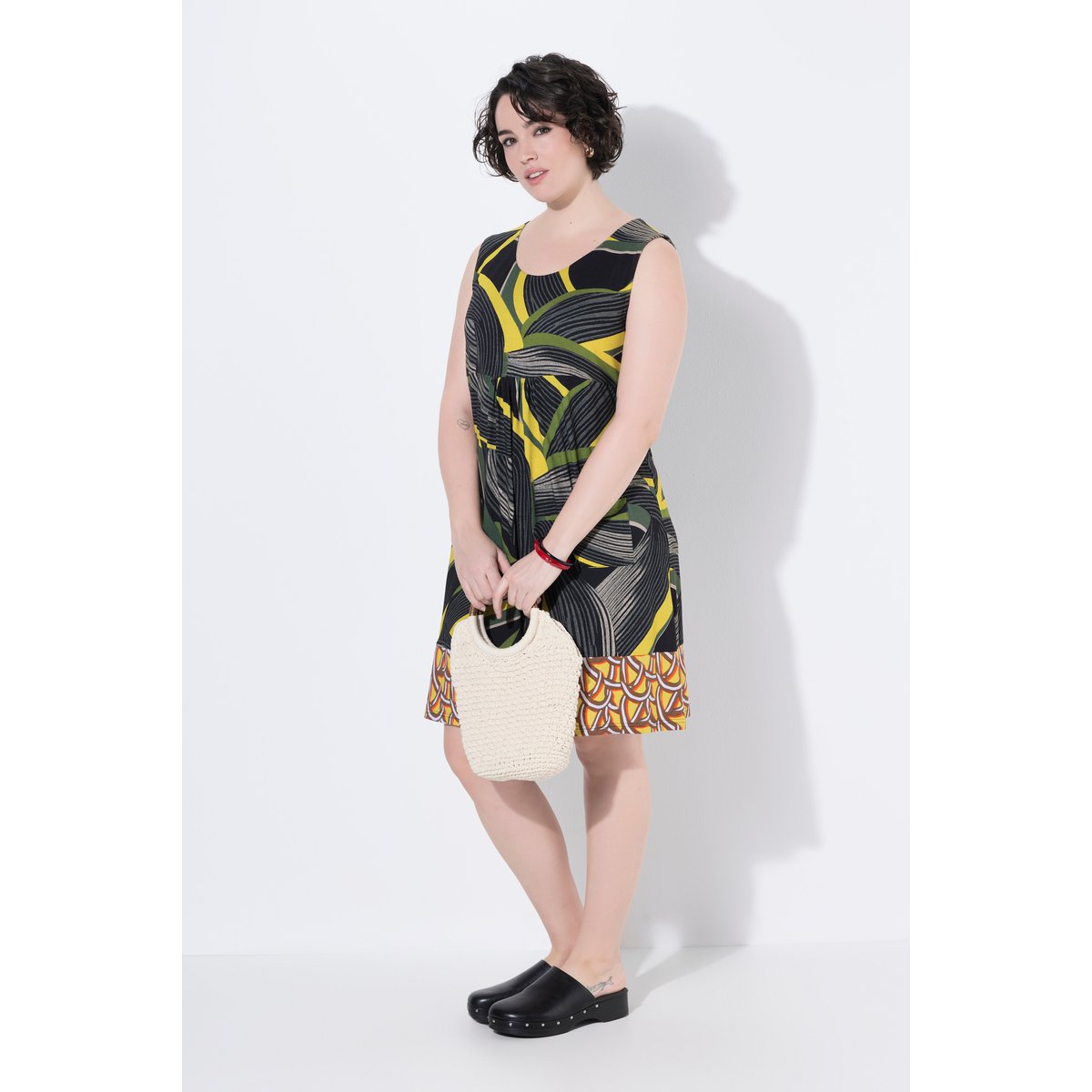 Robe en jersey sans manches gris olive, ULLA POPKEN