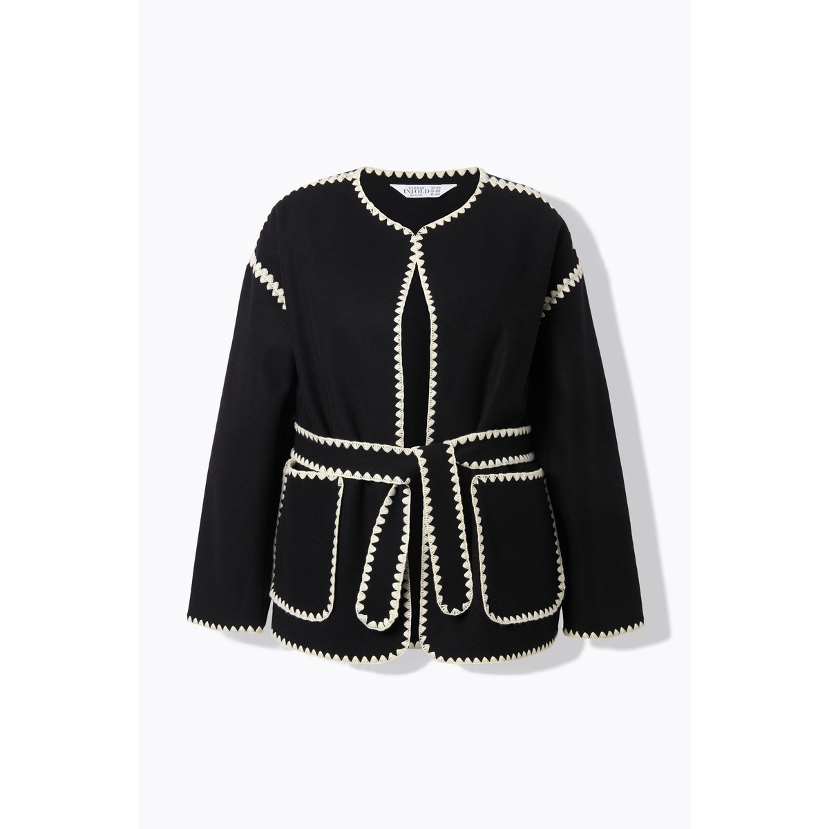 Veste oversize en lainage, liseré brodé noir, STUDIO UNTOLD