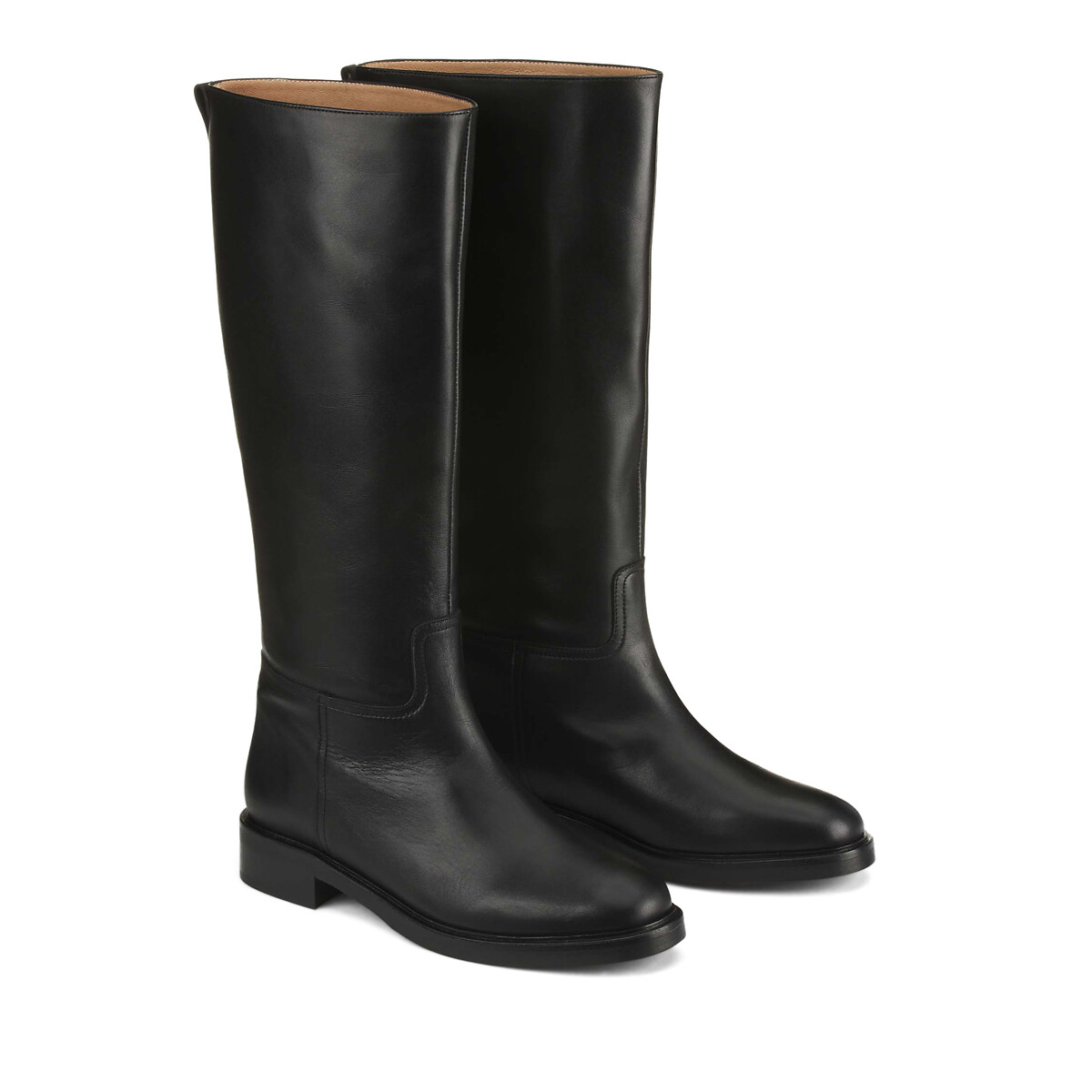 Bottes cavalières en cuir, Signature CLOTHILDE noir, LA REDOUTE COLLECTIONS