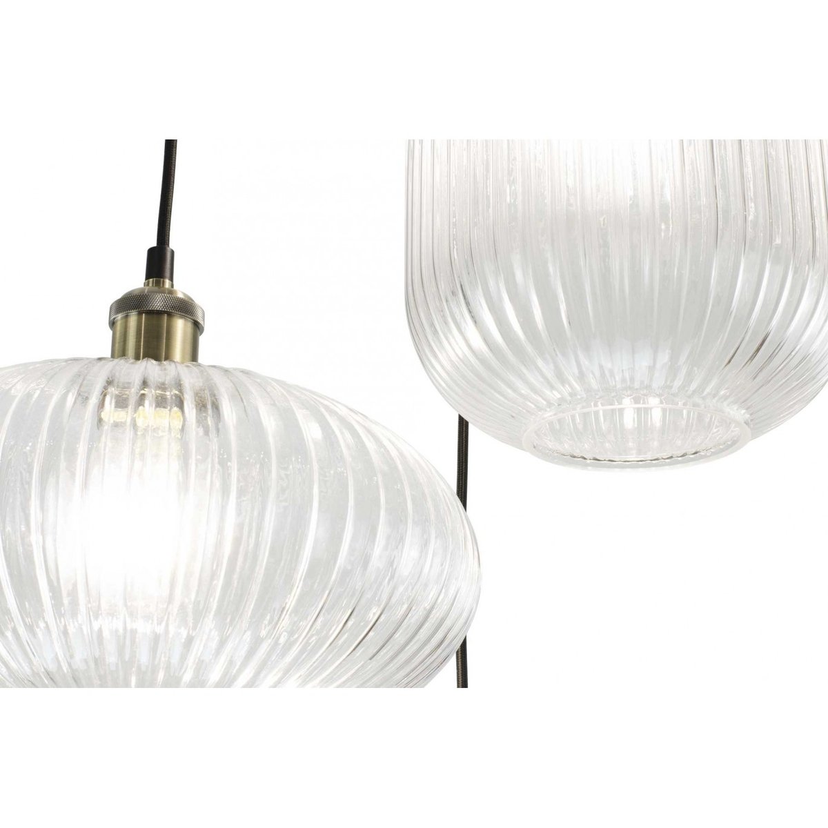 Suspension 3L en verre strié, CHAMIX transparent & antique, C-CREATION