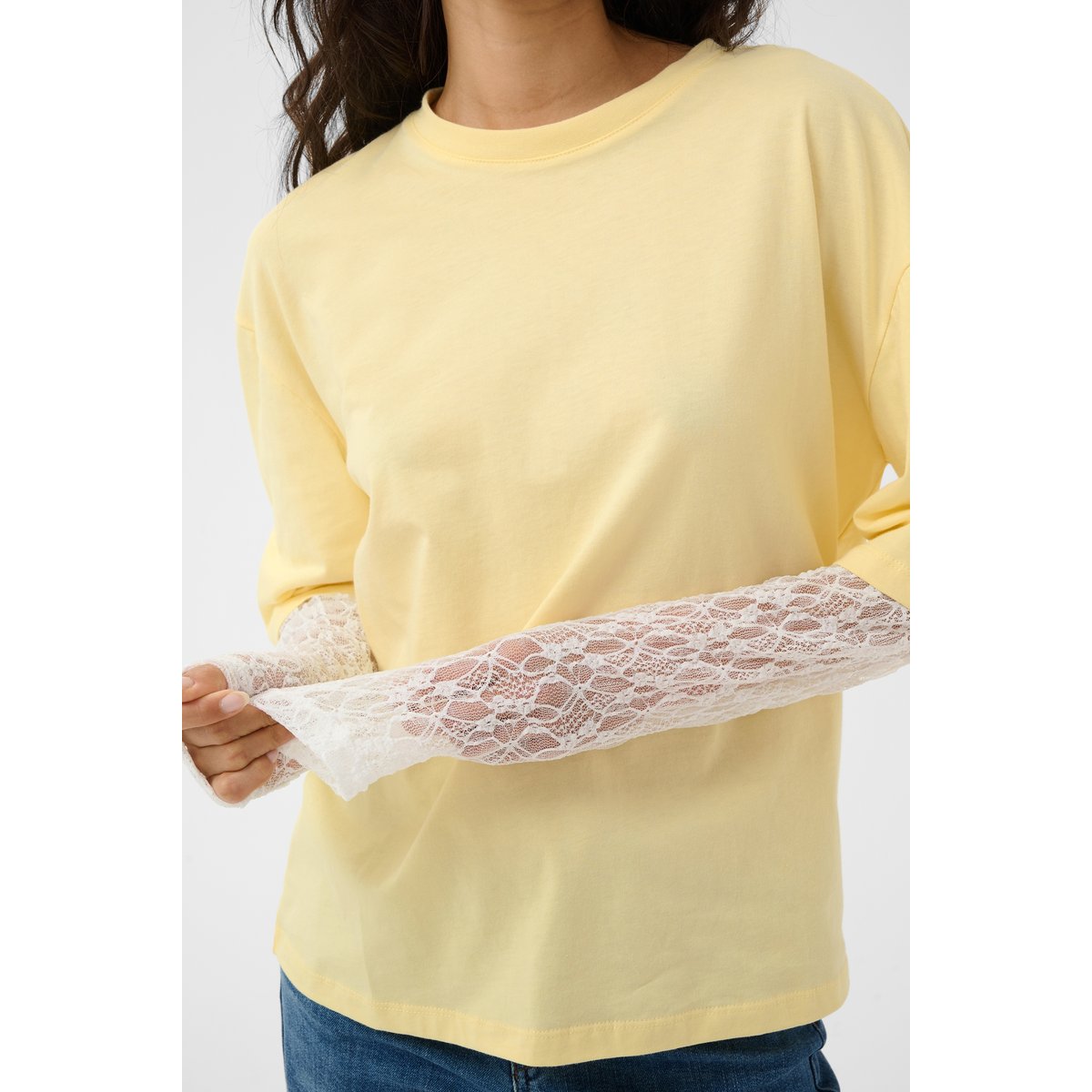 T-shirt à manches longues jaune pastel yellow, KAFFE