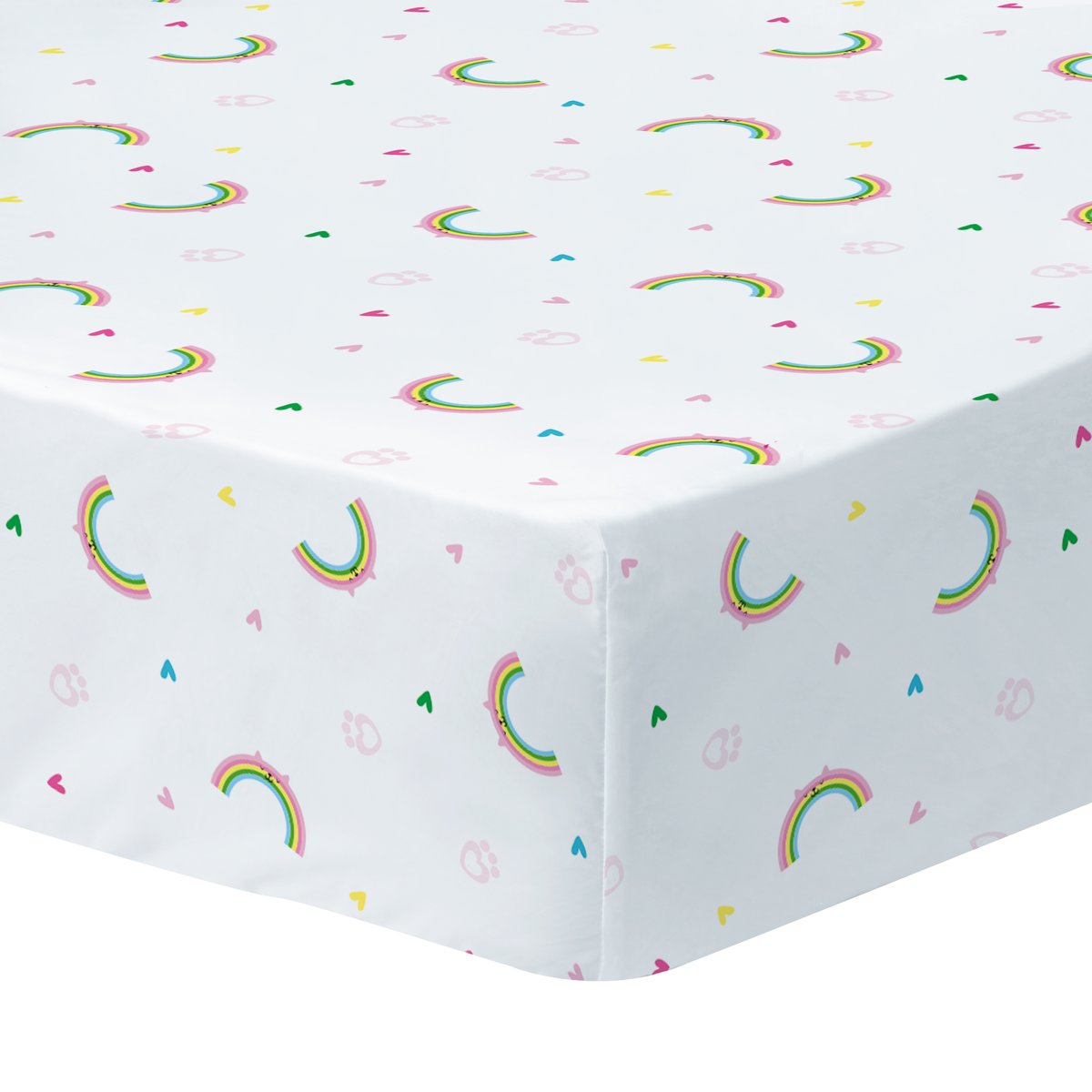 Drap-housse imprimé 100% coton, GARDEN blanc, GABBY ET LA MAISON MAGIQUE