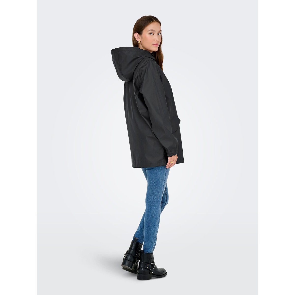 Veste de pluie mi-longue noir, JDY