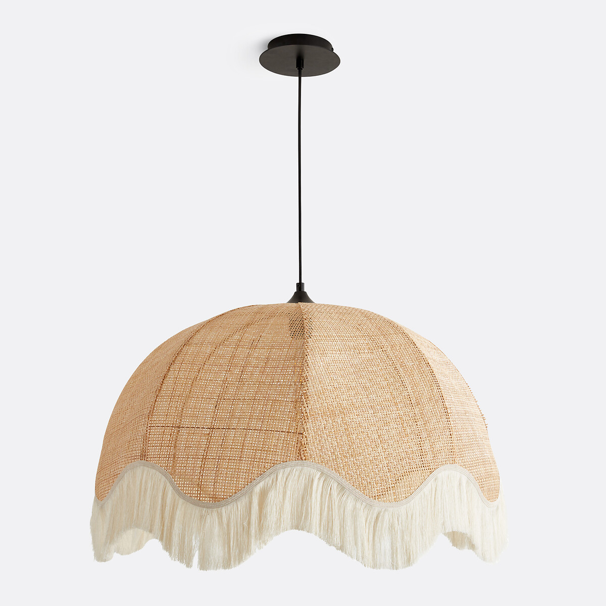 Suspension frangée en rotin Ø69 cm, Daphné naturel/écru, LA REDOUTE INTERIEURS