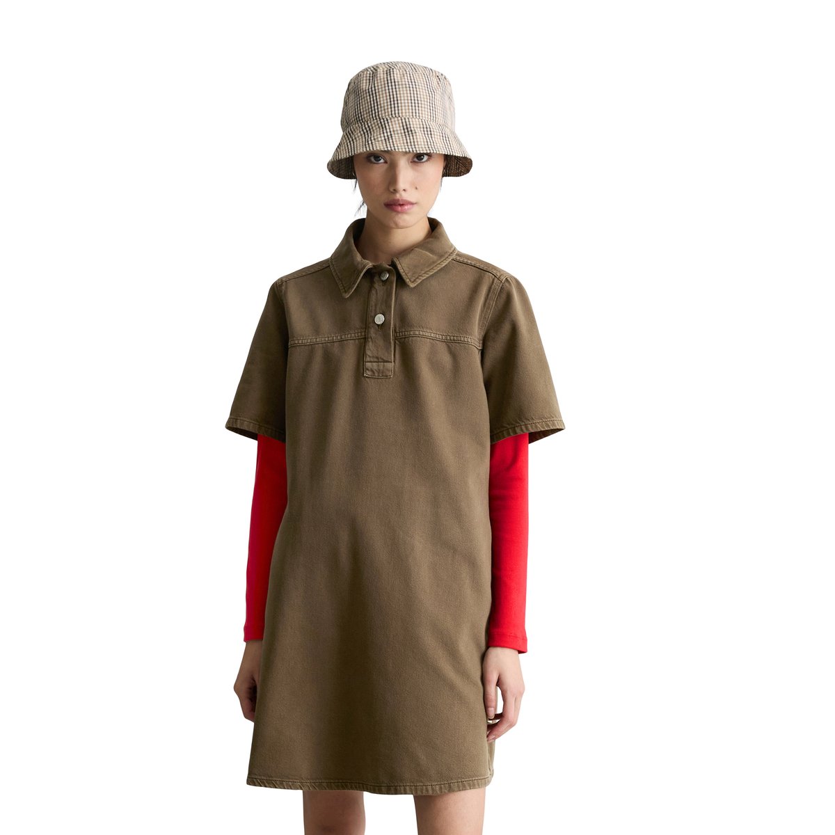 Mini-robe flared en sergé de coton organique et de lyocell marron foncé, MARC O’POLO DENIM