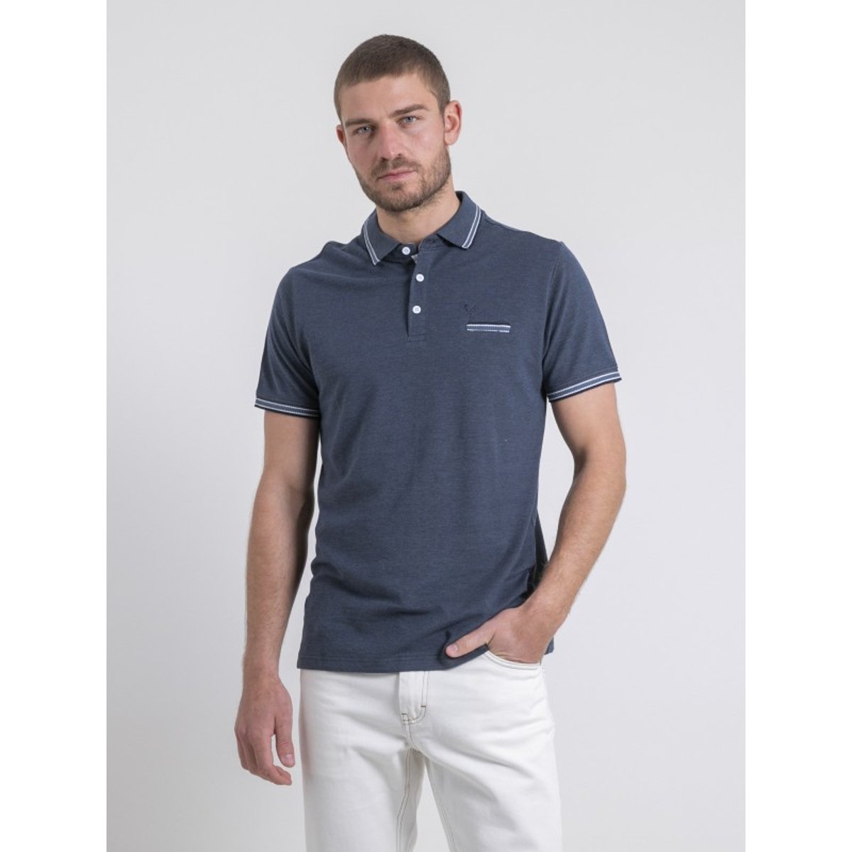 Polo Manches Courtes Pur Coton Pigustave bleu marine, RITCHIE