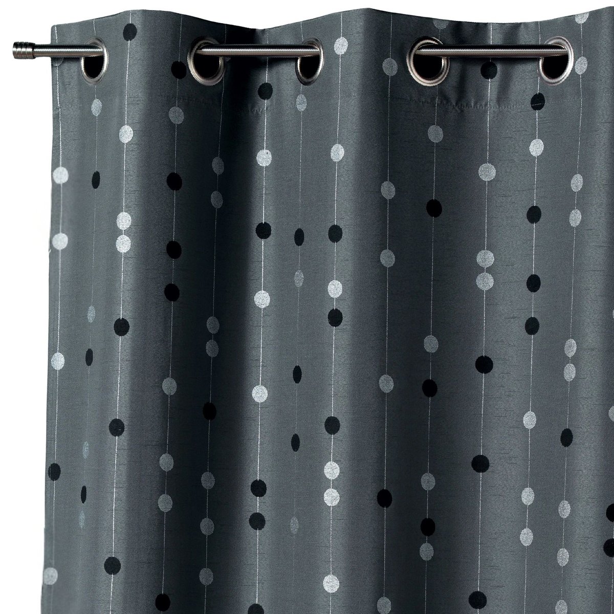 Rideau shantung motif de boules tissées gris clair, HOME MAISON