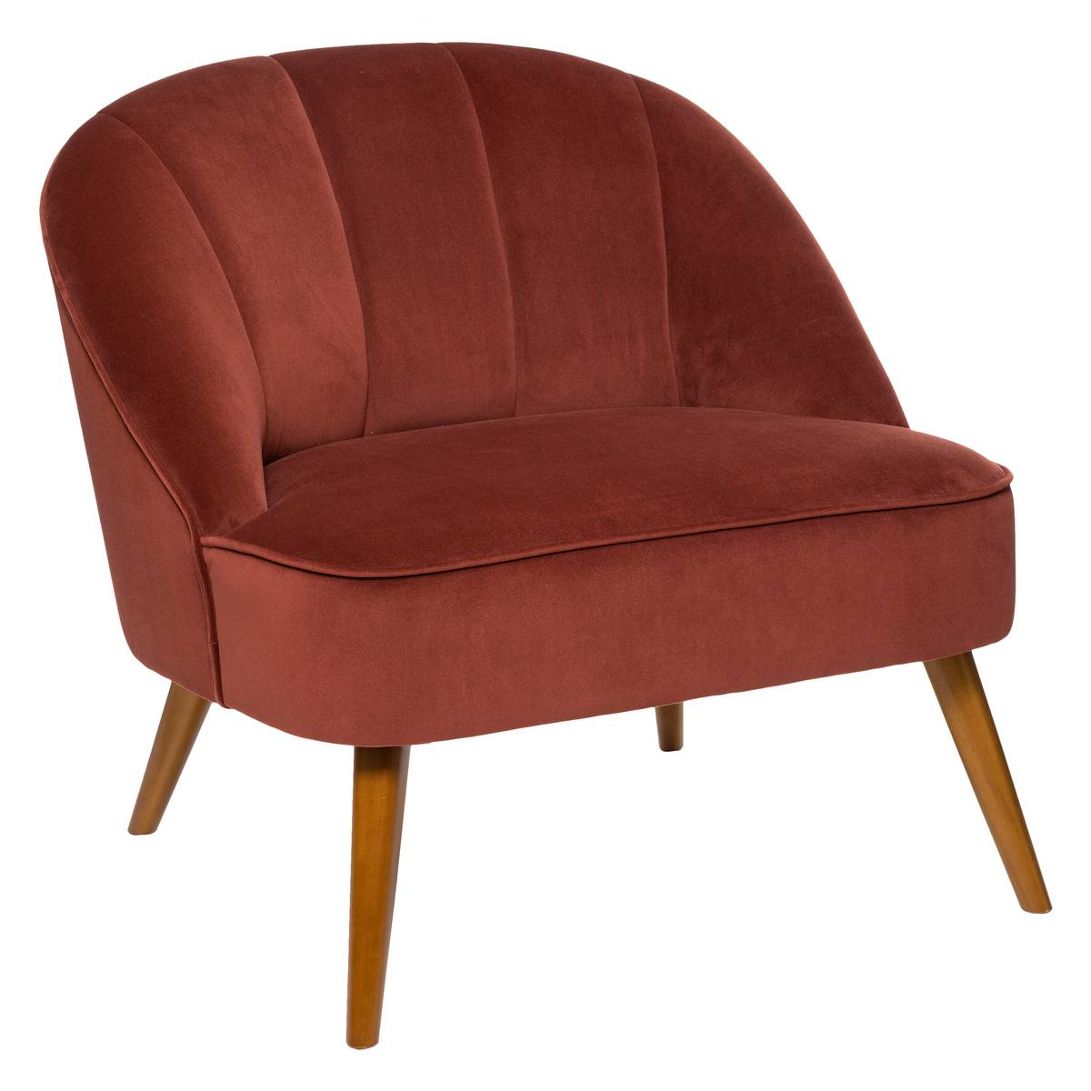 Fauteuil scandinave velours NAOVA terracotta, ATMOSPHERA