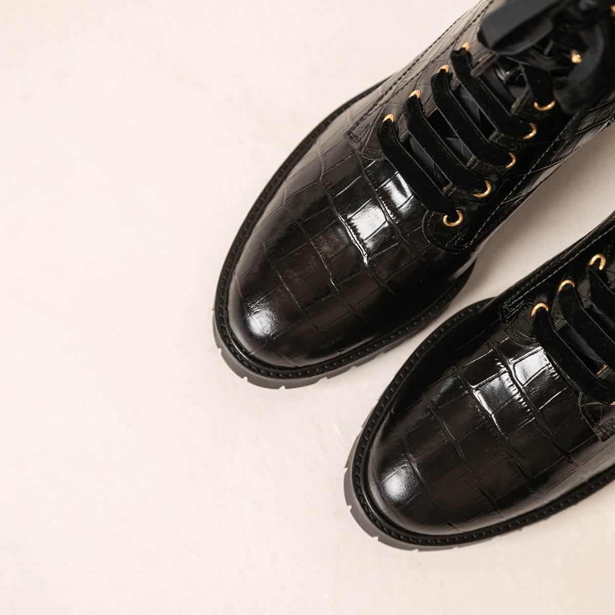 Bottine cuir croco ELISABETH noir, MAISON TOUFET