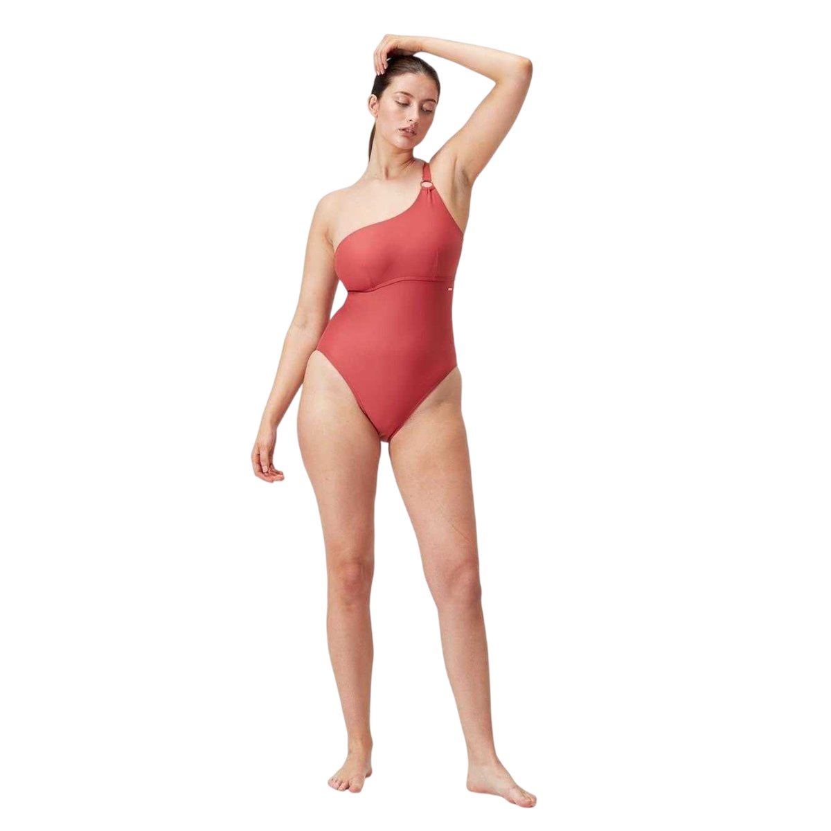 Maillot de bain 1 pièce motif/style asymétrique marron, SPEEDO