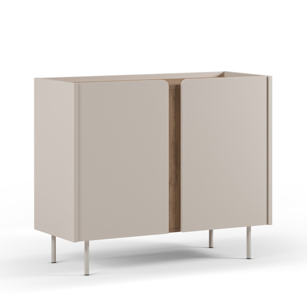 Buffet 2 portes en bois et métal L100cm- BOXY beige, DRAWER