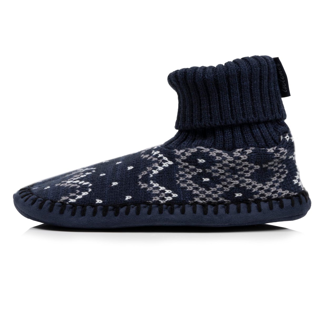 Chaussettes d'intérieur maille jacquard, picots antidérapants bleu, ISOTONER