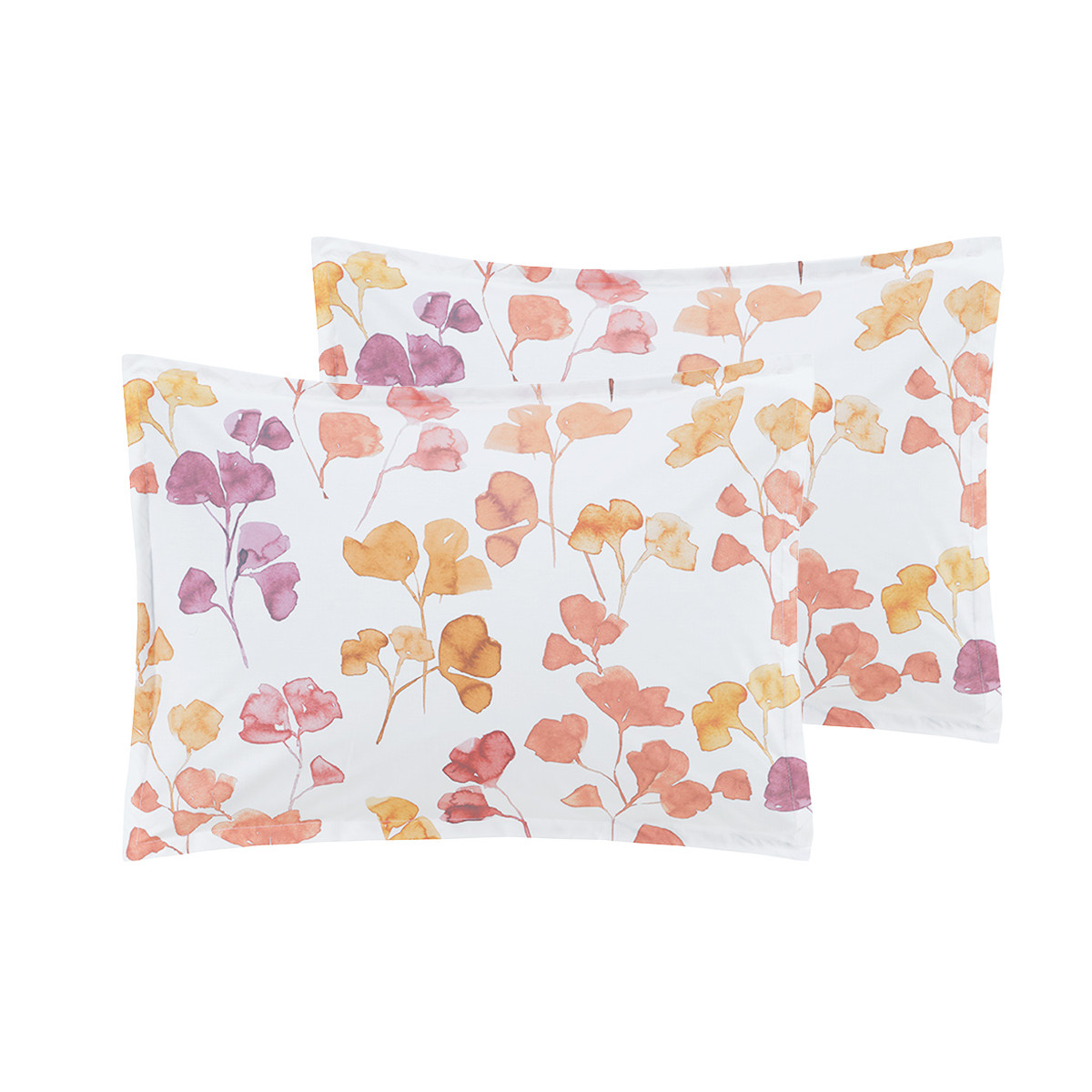 Lot de 2 taies d'oreillers en percale de coton EMMA safran, SENSEI MAISON