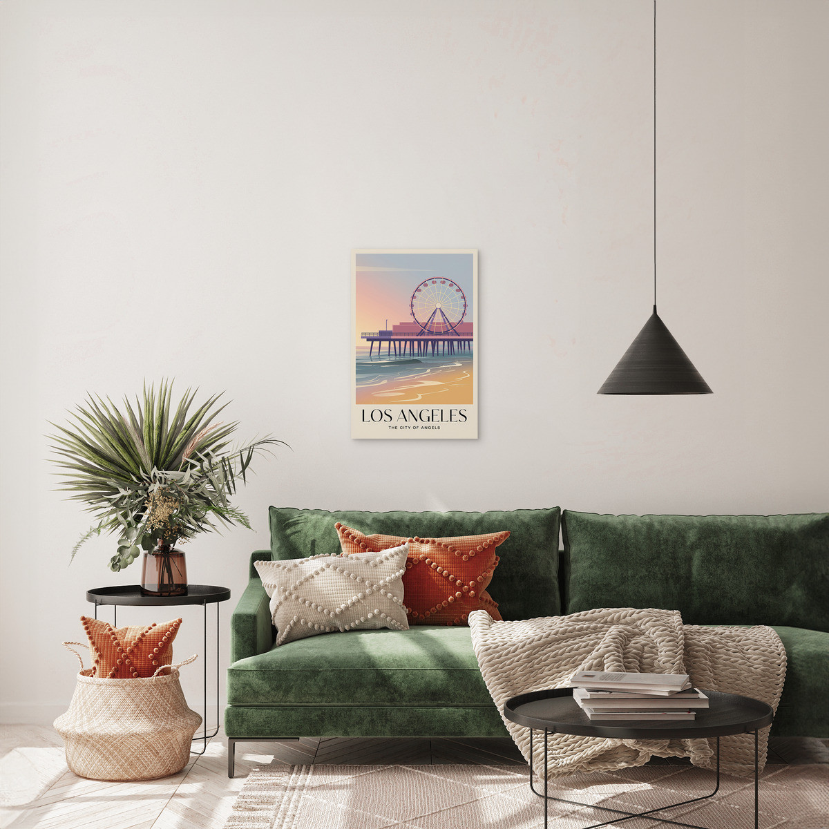Tableau Sur Toile Los Angeles Rétro ILLUSTRATION tableaux sur toile-orange, CEANOTHE