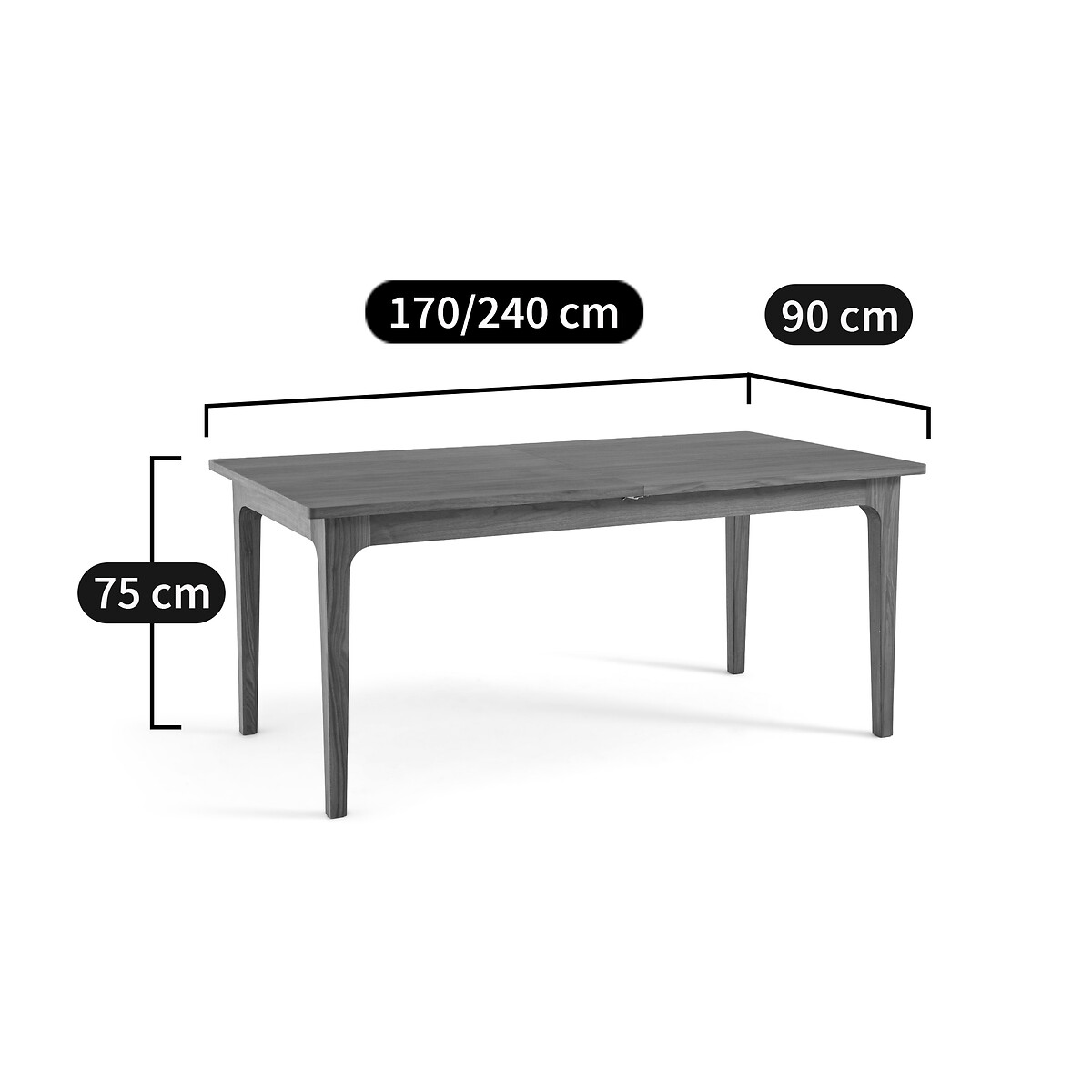 Table à manger, extensible, plaqué noyer, 6 à 10 couverts, VINTELE coloris noyer, LA REDOUTE INTERIEURS