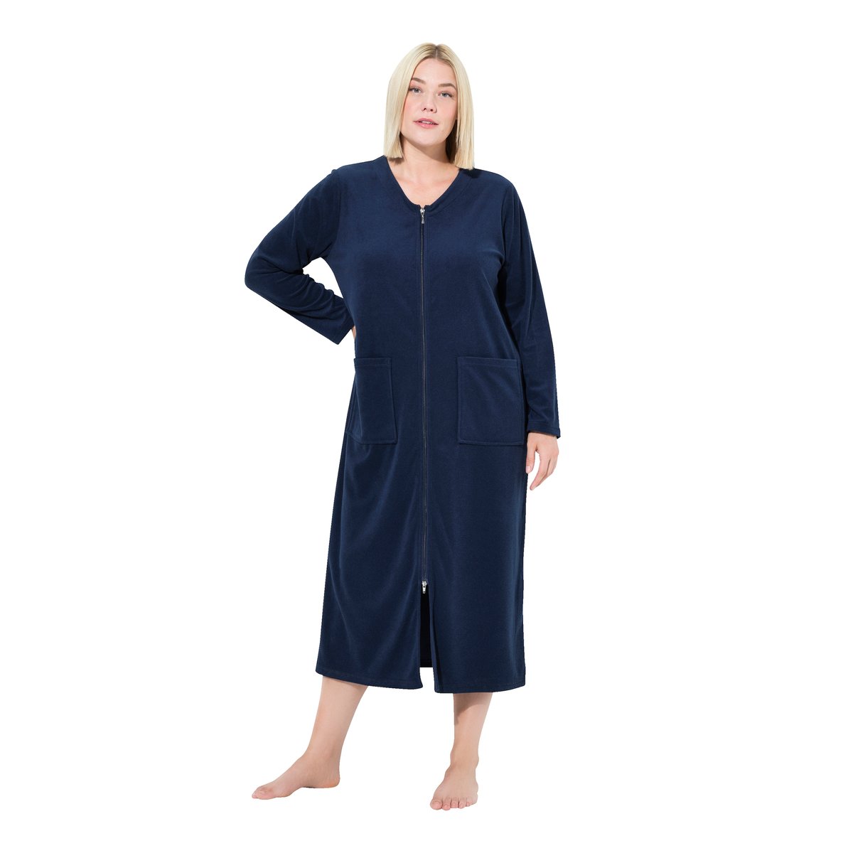 Peignoir en tissu éponge bleu nuit, ULLA POPKEN